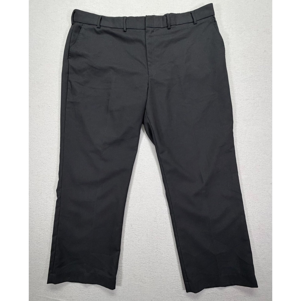 Edwards Mens Dress Pants Regular Black Flat Front Polyester‎ W44 L30